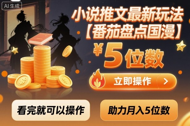 小说推文最新玩法，助力月入5位数【番茄盘点国漫】玩法，看完就可以操作-赚客网赚