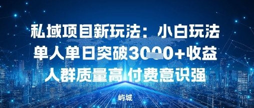 私域项目新玩法：小白玩法单人单日突破1k收益人群质量高付费意识强-赚客网赚
