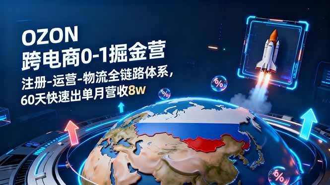 （16277期）OZON跨境电商0-1掘金营：注册-运营-物流全链路体系，60天快速出单月营收8w-赚客网赚