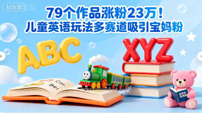 79个作品涨粉23w！儿童英语玩法多赛道吸引宝妈粉-赚客网赚