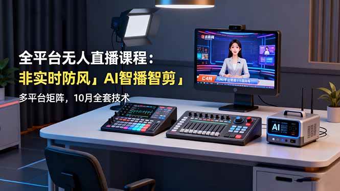 （16279期）全平台无人直播课程：非实时防风＋AI智播智剪＋多平台矩阵，10月全套技术-赚客网赚
