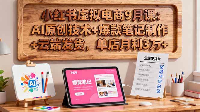 （16287期）小红书虚拟电商9月课：AI原创技术+爆款笔记制作+云端发货，单店月利3万+-赚客网赚