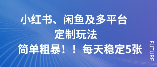小红书、闲鱼及多平台定制玩法简单粗暴！每天稳定5张-赚客网赚