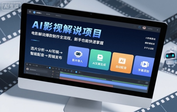 AI影视解说项目，电影解说爆款制作全流程，新手也能快速掌握-赚客网赚