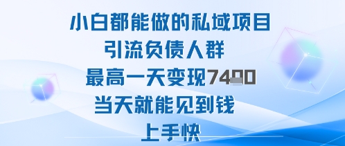 2025年小白都能做的私域项目引流负债人群最高一天变现1k+高变现难度低当天就能见到钱上手快-赚客网赚