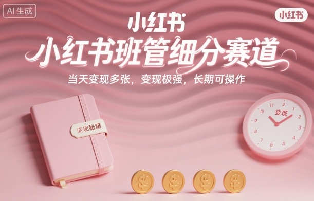 小红书班管细分赛道，当天变现多张，变现极强，长期可操作-赚客网赚