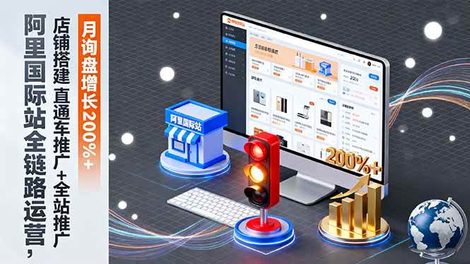 （16311期）阿里国际站全链路运营，店铺搭建+直通车推广+全站推广，月询盘增长200%+-赚客网赚