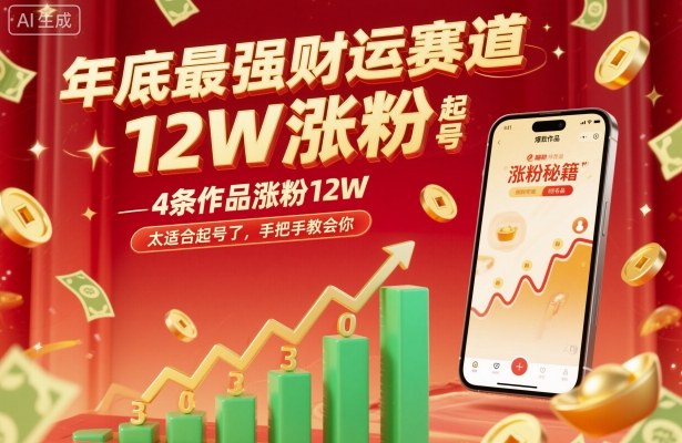 年底最强财运赛道，4条作品涨粉12W，太适合起号了，手把手教会你-赚客网赚