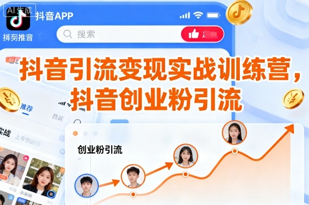 抖音引流变现实战训练营,抖音创业粉引流-赚客网赚