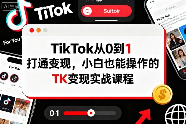 TikTok从0到1打通变现，小白也能操作的TK变现实战课程-赚客网赚