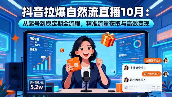 （16339期）抖音拉爆自然流直播10月：从起号到稳定期全流程，精准流量获取与高效变现-赚客网赚