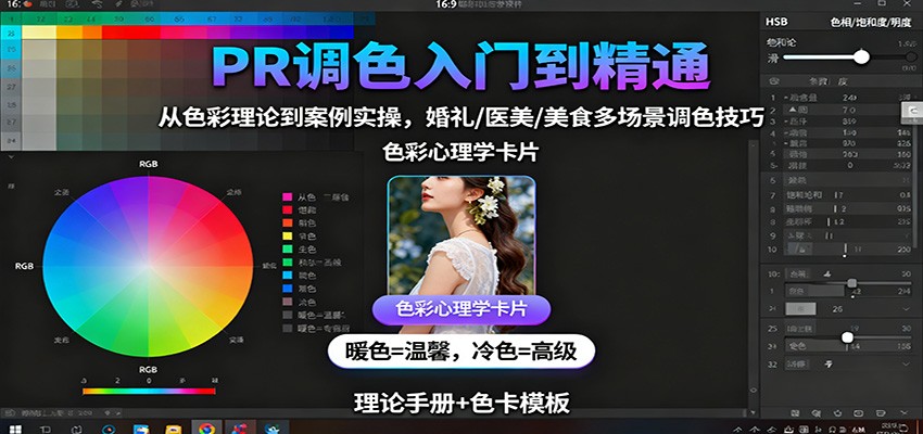 PR调色入门到精通：从色彩理论到案例实操，婚礼/医美/美食多场景调色技巧-赚客网赚