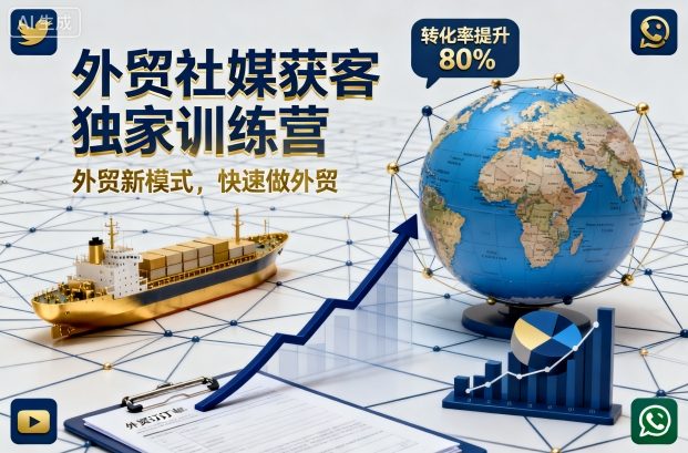 外贸社媒获客独家训练营，外贸新模式，快速做外贸-赚客网赚