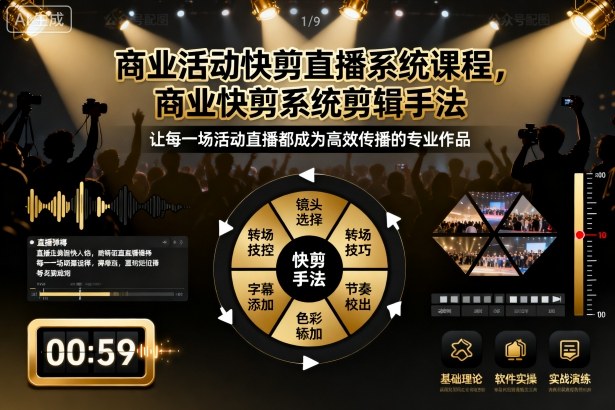 商业活动快剪直播系统课程，商业快剪系统剪辑手法-赚客网赚