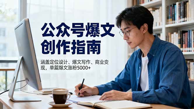 （16380期）公众号爆文创作指南，涵盖定位设计+爆文写作+商业变现，单篇爆文涨粉5000+-赚客网赚