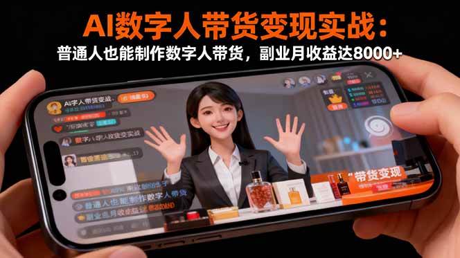 （16377期）AI数字人带货变现实战：普通人也能制作数字人带货，副业月收益达8000+-赚客网赚