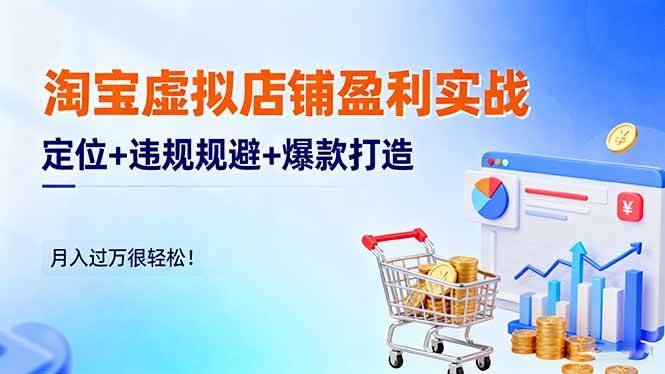 （16387期）淘宝虚拟店铺盈利实战：定位+违规规避+爆款打造，月入过万很轻松！-赚客网赚
