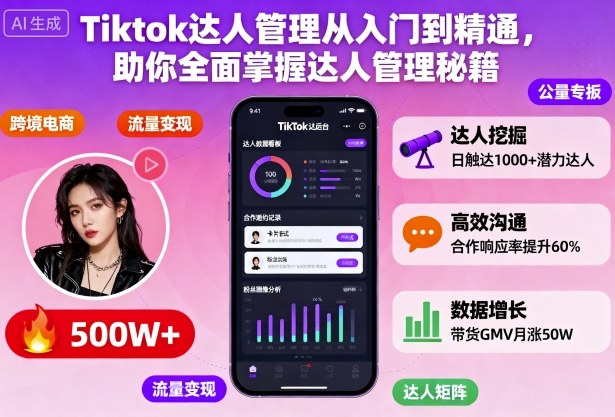 Tiktok达人管理从入门到精通,助你全面掌握达人管理秘籍-赚客网赚