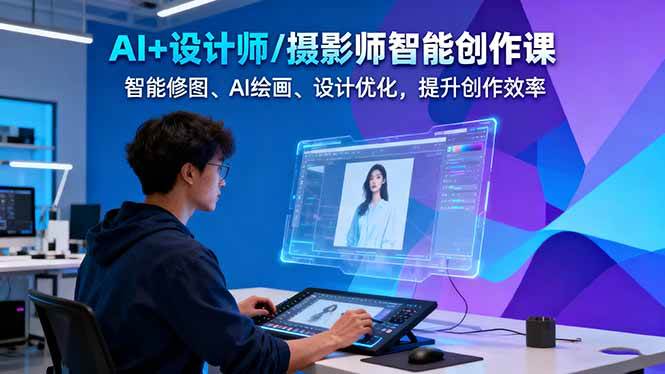 AI+设计师/摄影师智能创作课：智能修图、AI绘画、设计优化，提升创作效率-赚客网赚