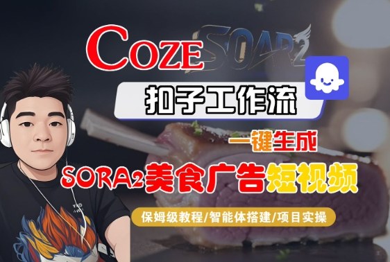 Coze扣子智能体工作流一键生成“SORA2美食广告“短视频，全流程保姆级教学-赚客网赚