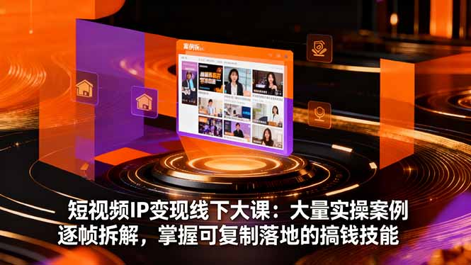 短视频IP变现线下大课：大量实操案例逐帧拆解，掌握可复制落地的搞钱技能-赚客网赚