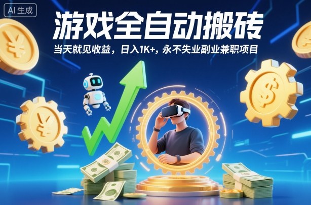 游戏全自动搬砖，当天就见收益，日入1K+，永不失业副业兼职项目【揭秘】-赚客网赚