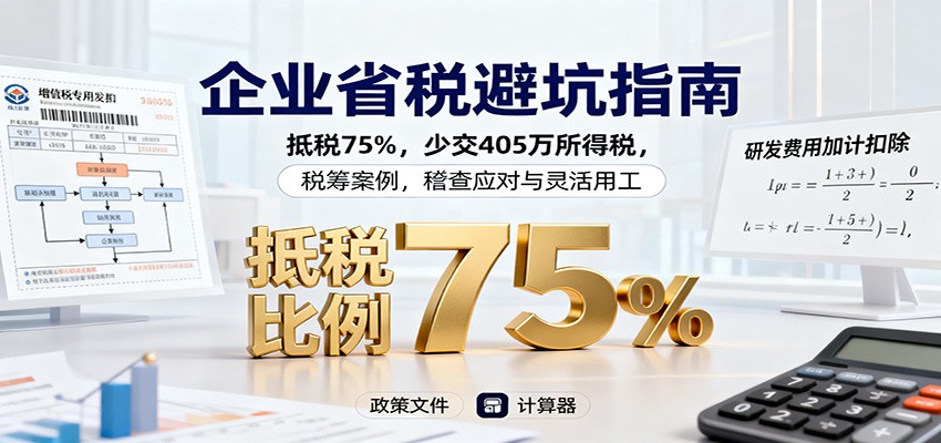 企业省税避坑指南：抵税75%，少交405万所得税，税筹案例，稽查应对与灵活用工-赚客网赚
