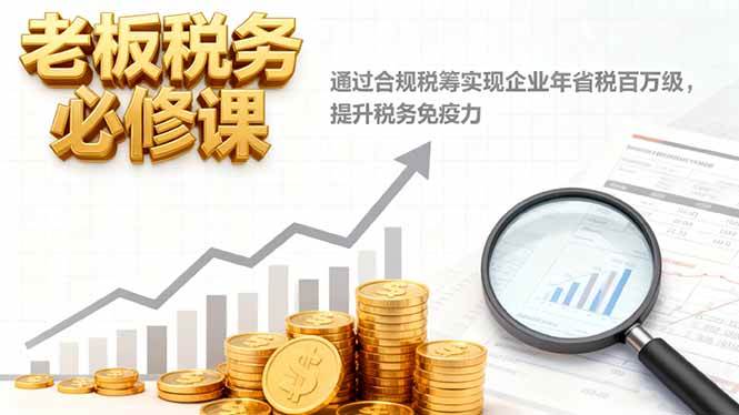 （16426期）老板税务必修课，通过合规税筹实现企业年省税百万级，提升税务免疫力-赚客网赚