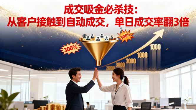 （16432期）吸金成交营销必杀技：从客户接触到自动成交，单日成交率翻3倍-赚客网赚