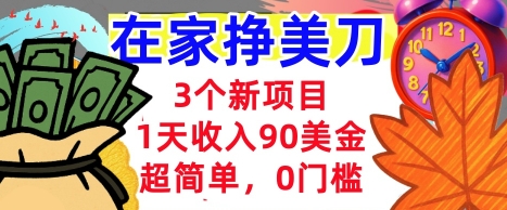 3个新项目，1天收入90美刀，超简单，0门槛，在家挣美刀的首选-赚客网赚
