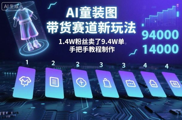 AI童装图文带货赛道新玩法，1.4W粉丝卖了9.4W单，手把手教程制作-赚客网赚