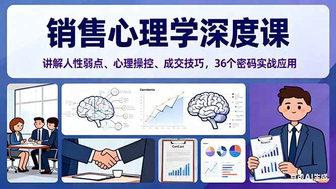 （16456期）销售心理学深度课，讲解人性弱点、心理操控、成交技巧，36个密码实战应用-赚客网赚