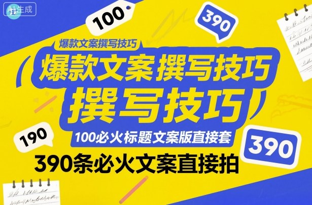 爆款文案撰写技巧,100个必火标题文案模版直接套,390条必火文案直接拍-赚客网赚