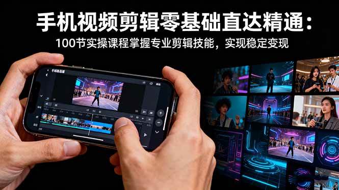 （16466期）手机视频剪辑零基础直达精通：100节实操课程掌握专业剪辑技能，实现稳…-赚客网赚