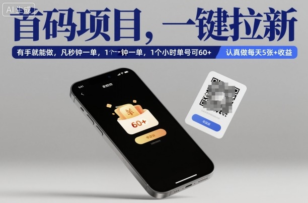 首码项目,一键拉新,有手就能做,几秒钟一单,1个小时单号可60+,认真做每天5张+收益【揭秘】-赚客网赚