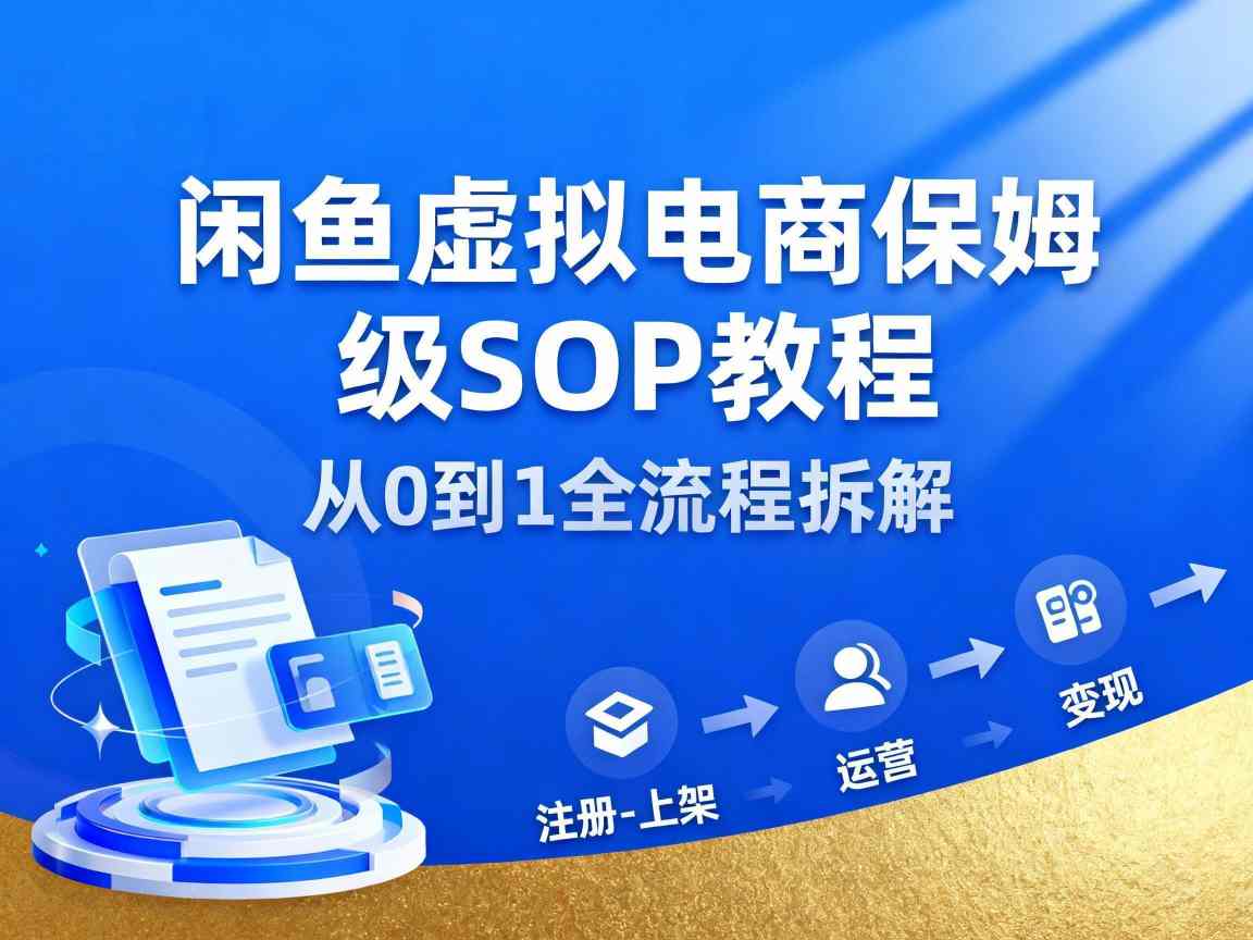 闲鱼虚拟电商，月入轻松过1W，保姆级SOP教程-赚客网赚