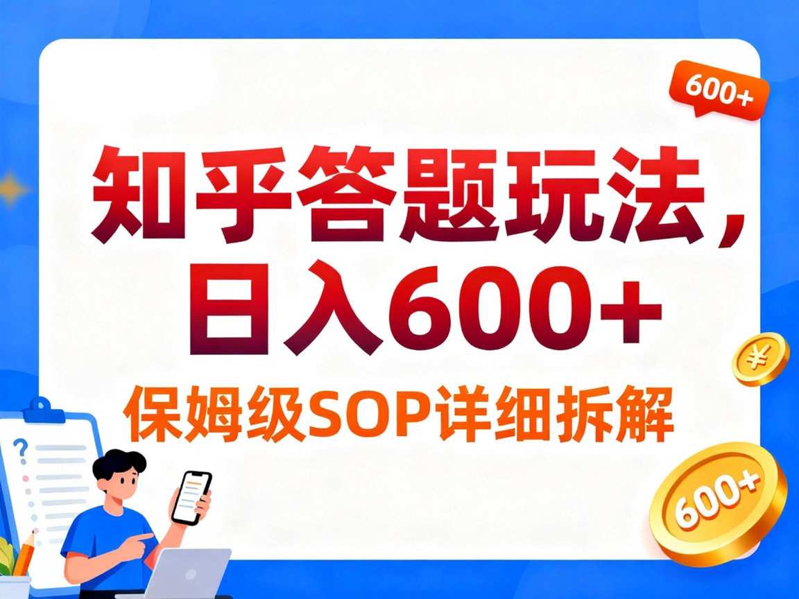 知乎答题玩法，日入6张，保姆级SOP详细拆解-赚客网赚