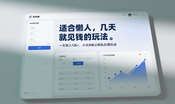 适合懒人，几天就见钱的玩法，一天收入5张+，小众B端公转私长期玩法-赚客网赚