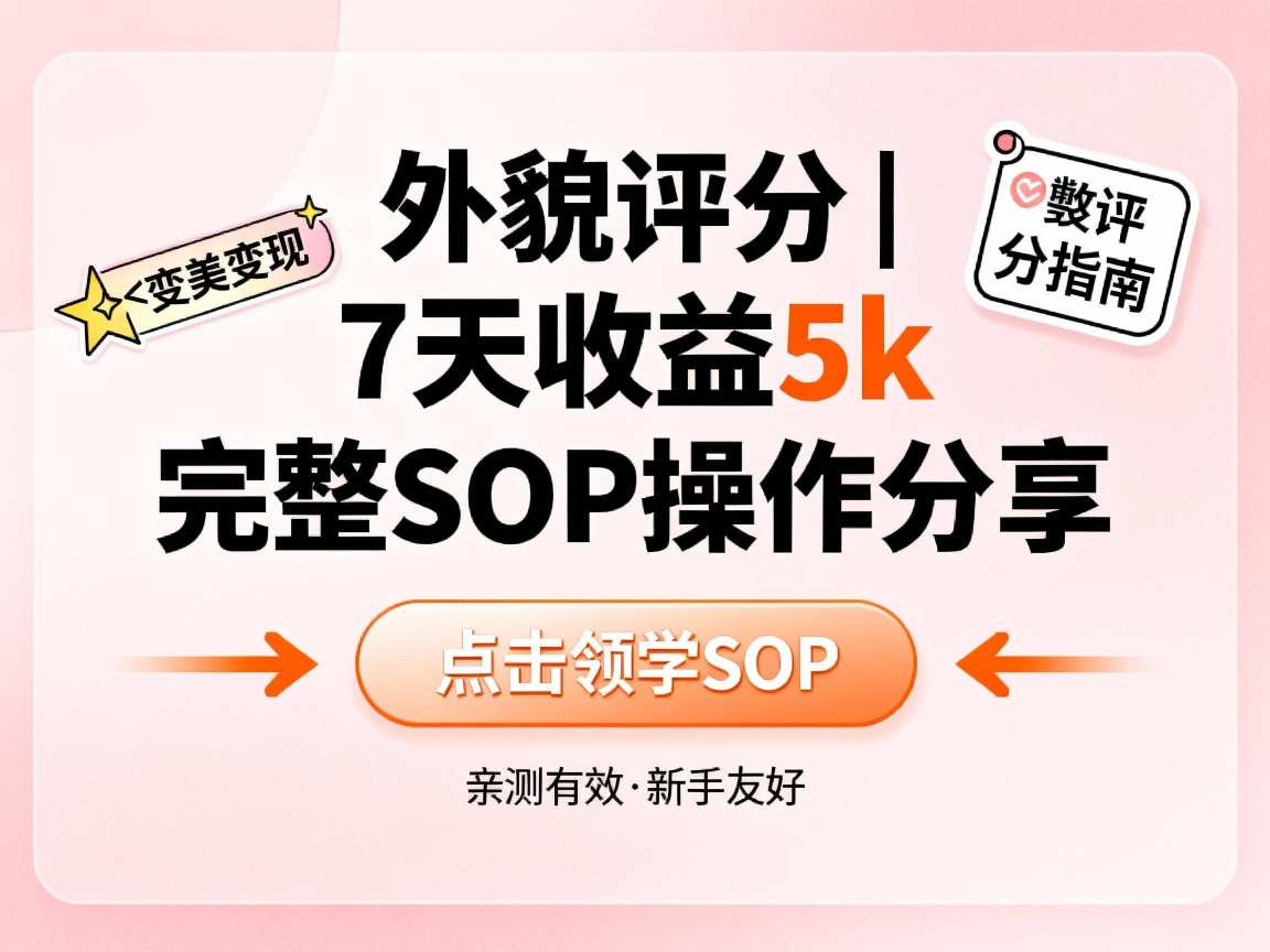 小红书做外貌评分，7天收益5k，完整SOP操作分享-赚客网赚