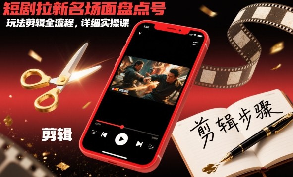 短剧拉新名场面盘点号玩法剪辑全流程，详细实操课-赚客网赚