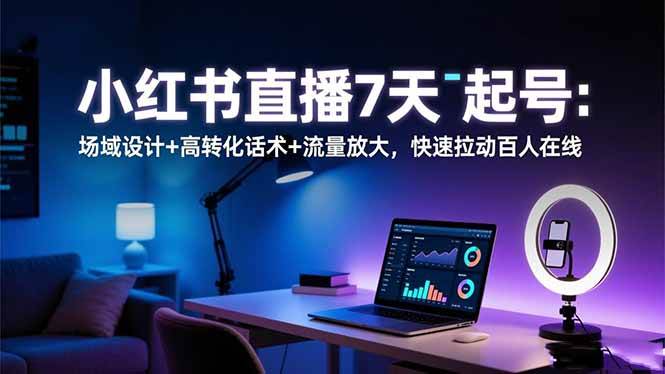 （16537期）小红书直播7天起号：场域设计+高转化话术+流量放大，快速拉动百人在线-赚客网赚