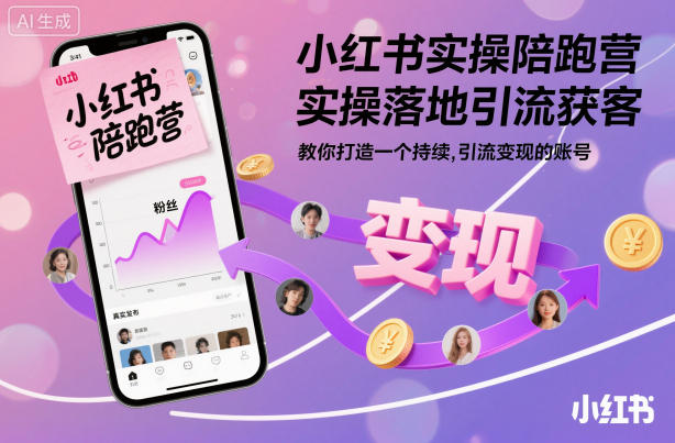 小红书实操陪跑营，实操落地引流获客，教你打造一个持续引流变现的账号-赚客网赚