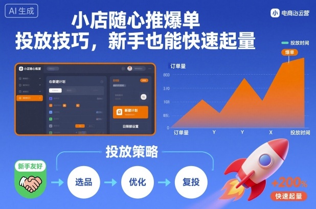 小店随心推爆单投放技巧,新手也能快速起量-赚客网赚