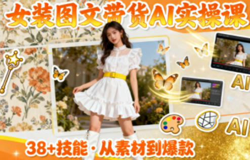 女装图文带货的AI实操课,覆盖38个实用技能,快速提升素材制作效率-赚客网赚