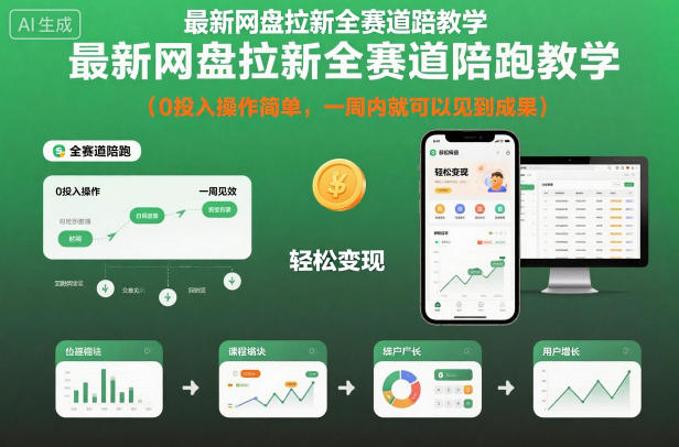 最新网盘拉新全赛道陪跑教学,0投入操作简单,一周内就可以见到成果-赚客网赚