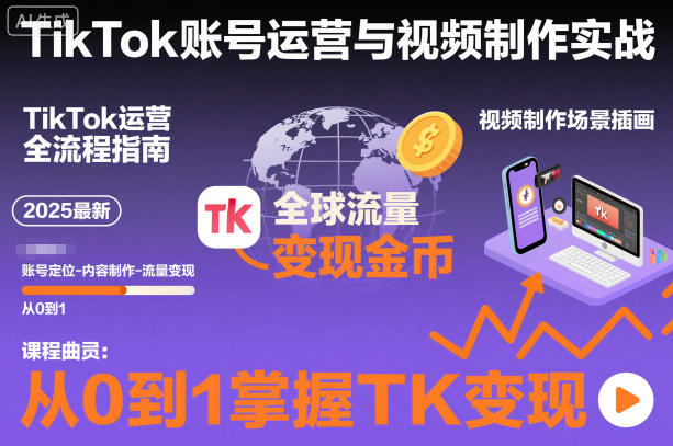 2025最新TikTok账号运营与视频制作实战全流程，从0到1掌握TK变现（含11月最新TK搬运技术）-赚客网赚