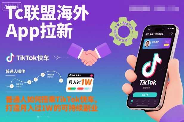 Tc联盟海外App拉新：普通人如何搭乘TikTok快车，打造月入过1W的可持续副业-赚客网赚