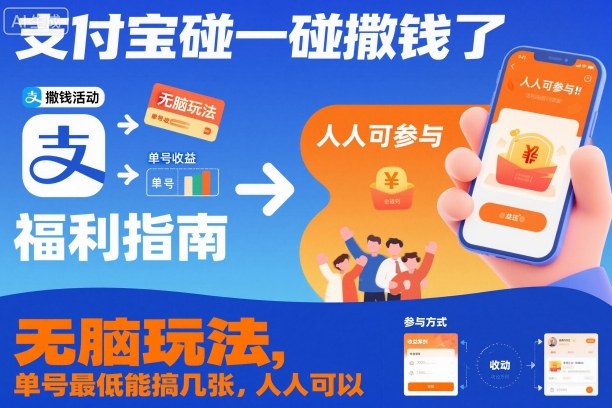 支付宝碰一碰撒钱了，无脑玩法，单号最低能搞几张，人人可以撸【揭秘】-赚客网赚