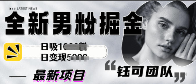 全新男粉掘金思路日吸粉100+日变现1k+-赚客网赚