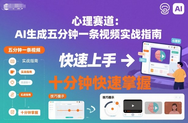 心理赛道：AI生成五分钟一条视频实战指南，十分钟快速掌握-赚客网赚